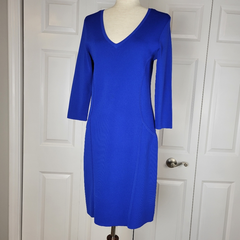 Ann Taylor Royal Blue Body Con Sweater Dress SZ M
